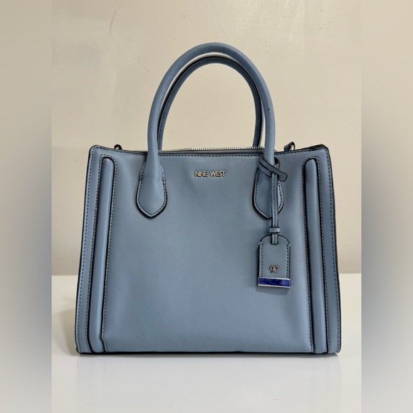 👜 Nine West Aidenne Satchel Purse – Dusty Blue - Picture 2 of 10